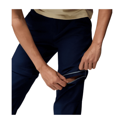 COLUMBIA WOMEN'S LESLIE FALLS CONVERTIBLE PANTS - COLLEGIATE NAVY - FEATURE VIEW ZIP-OFF LEG FUNCTION