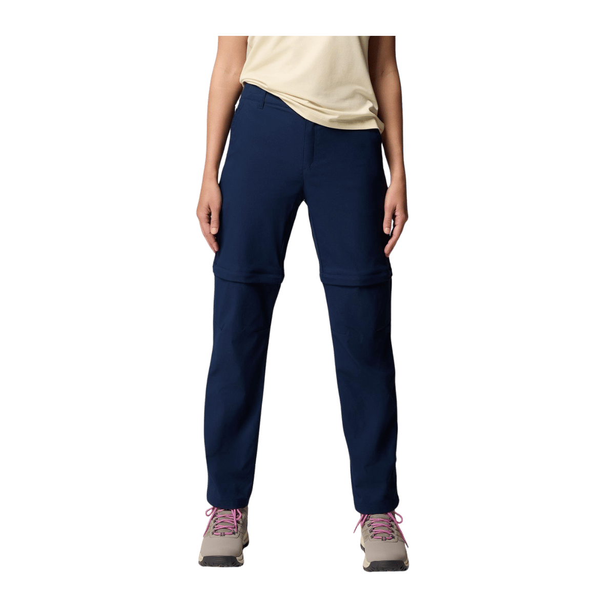 COLUMBIA WOMEN'S LESLIE FALLS CONVERTIBLE PANTS - COLLEGIATE NAVY - FRONT VIEW