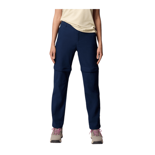 COLUMBIA WOMEN'S LESLIE FALLS CONVERTIBLE PANTS - COLLEGIATE NAVY - FRONT VIEW