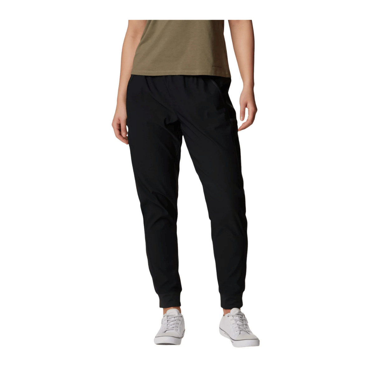 COLUMBIA WOMEN'S LESLIE FALLS JOGGER PANTS - BLACK - FRONT VIEW