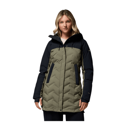 COLUMBIA WOMEN'S MOUNTAINN CROO III MID DOWN JACKET - STONE GREEN - FRONT VIEW