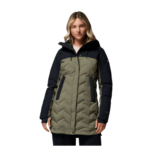 COLUMBIA WOMEN'S MOUNTAINN CROO III MID DOWN JACKET - STONE GREEN - FRONT VIEW