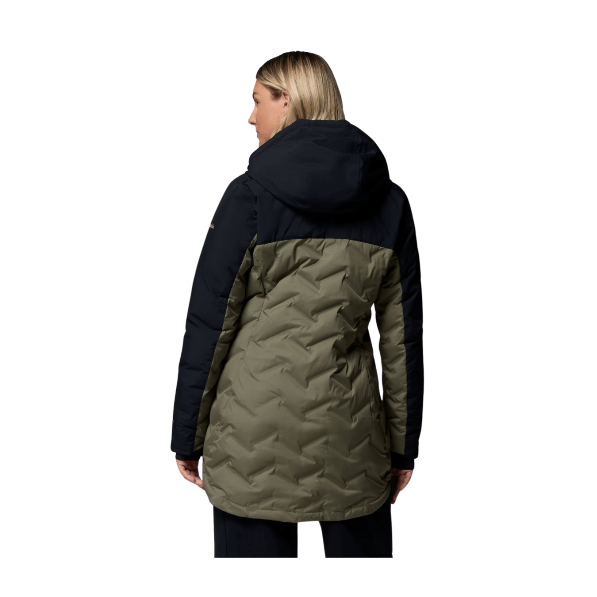 COLUMBIA WOMEN'S MOUNTAINN CROO III MID DOWN JACKET - STONE GREEN - BACK VIEW