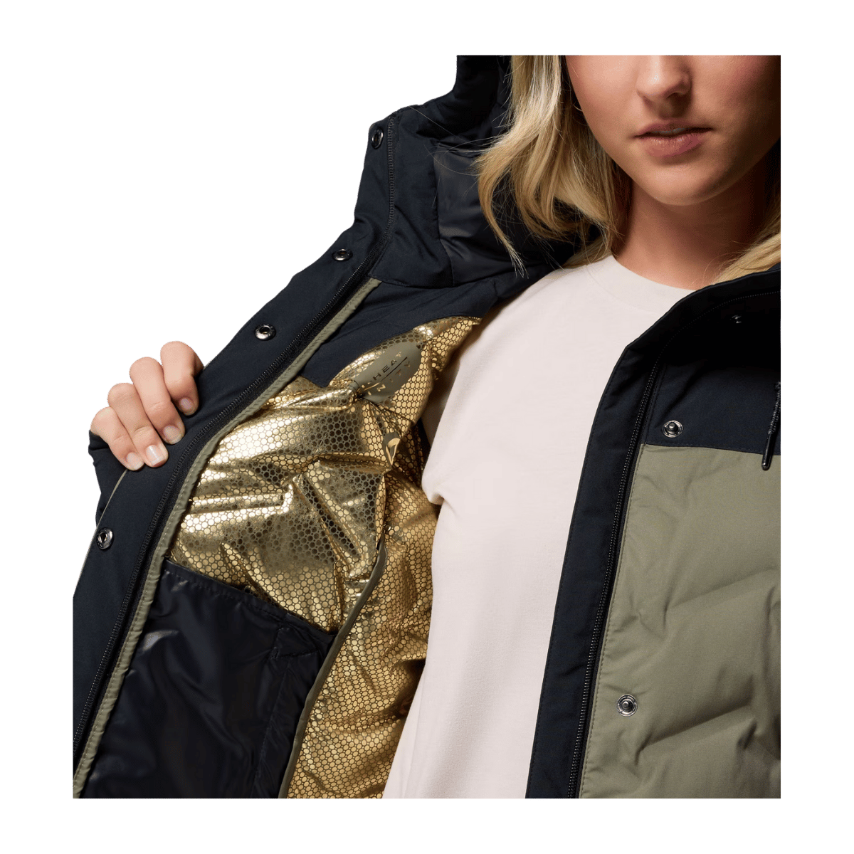 COLUMBIA WOMEN'S MOUNTAINN CROO III MID DOWN JACKET - STONE GREEN - FEATURING VIEW