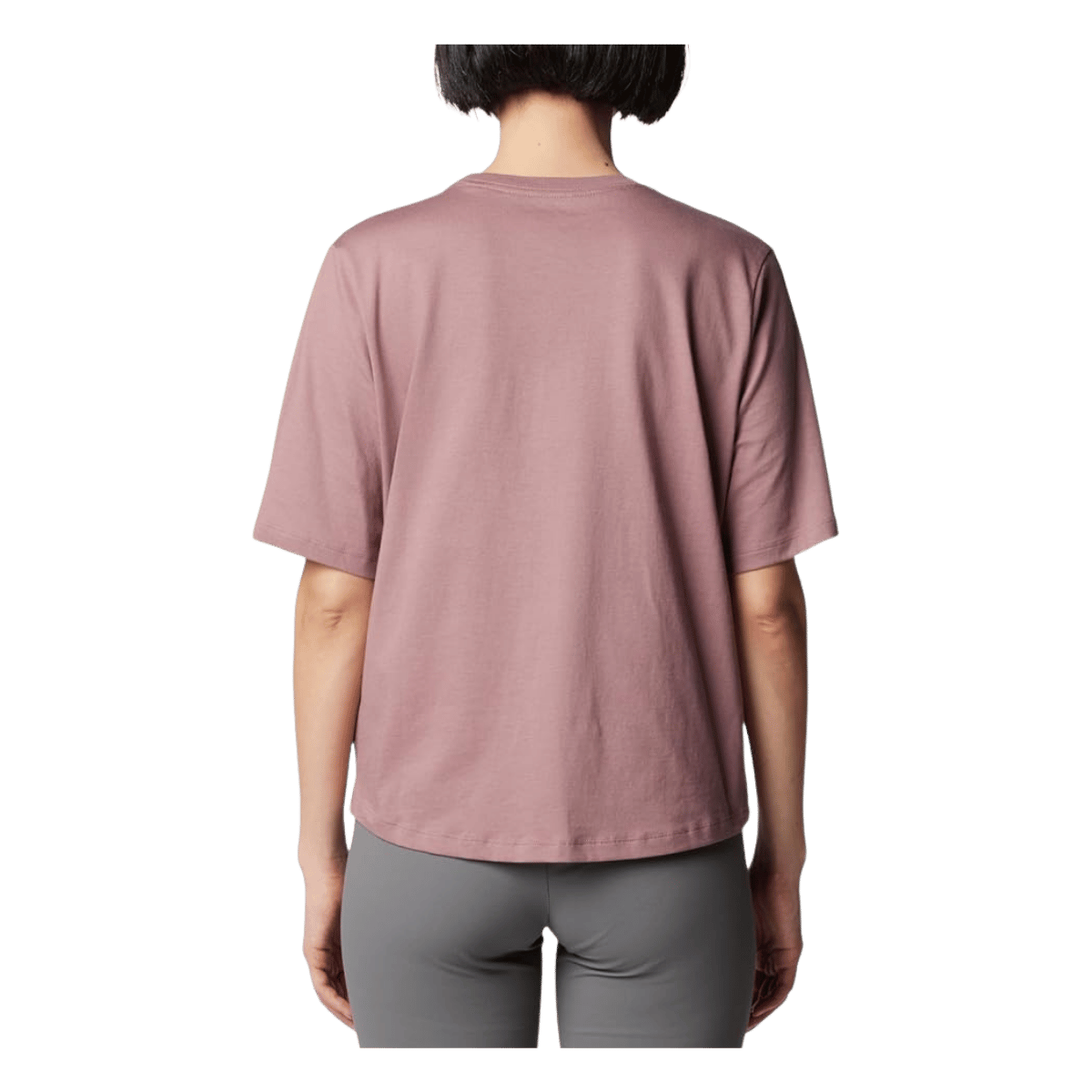 COLUMBIA WOMEN'S NORTH CASCADES RELAXED TEE SHIRT - FIG - BACK VIEW