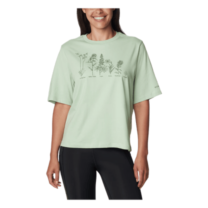 COLUMBIA WOMEN'S NORTH CASCADES RELAXED TEE SHIRT - SAGE LEAF FLORAL - FRONT VIEW