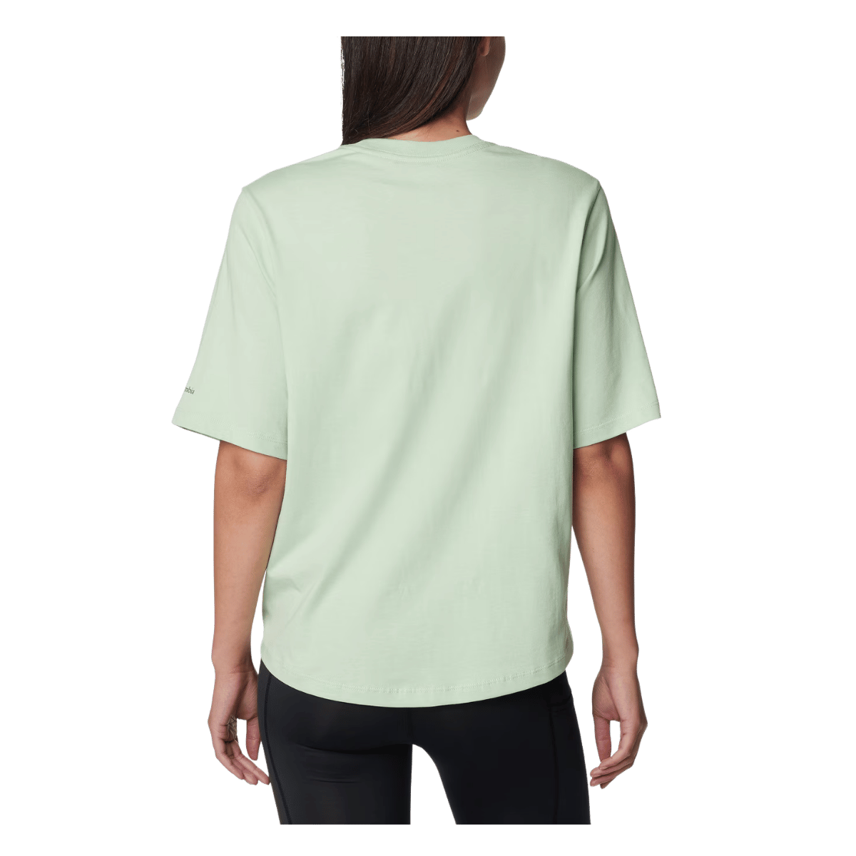 COLUMBIA WOMEN'S NORTH CASCADES RELAXED TEE SHIRT - SAGE LEAF FLORAL - BACK VIEW