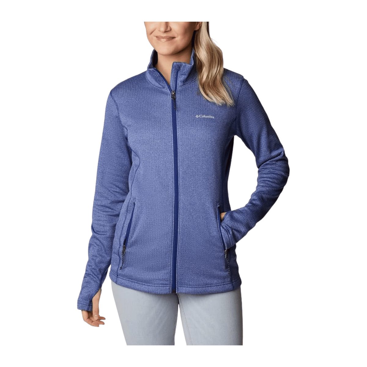 COLUMBIA WOMEN'S PARK VIEW GRID FLEECE FULL ZIP – DARK SAPPHIRE - FRONT VIEW