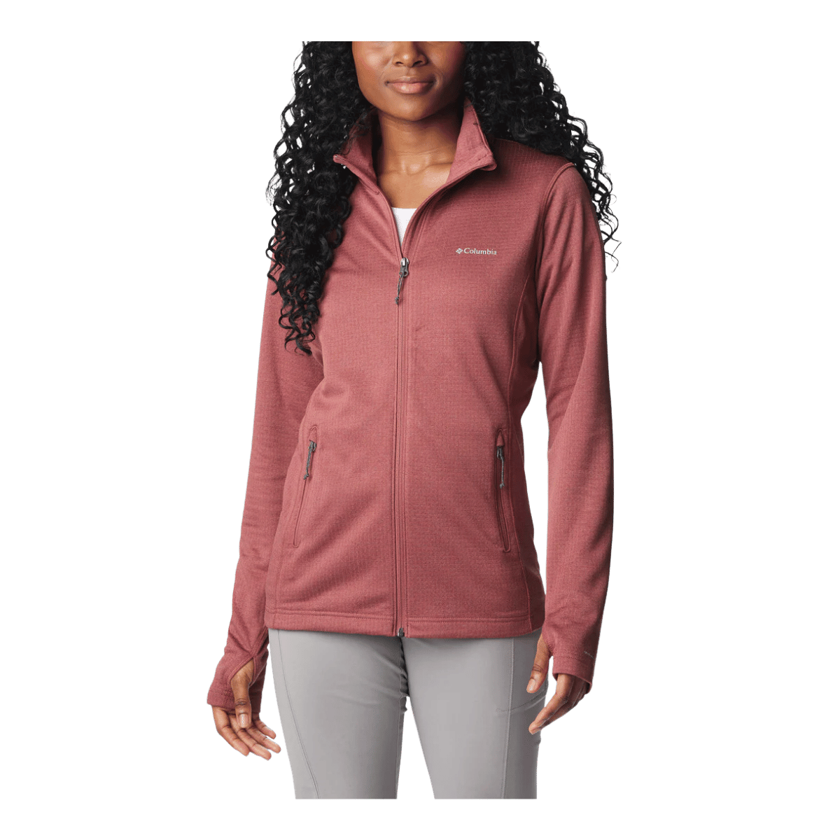 COLUMBIA WOMEN'S PARK VIEW GRID FULL ZIP FLEECE JACKET - BEETROOT - FRONT VIEW