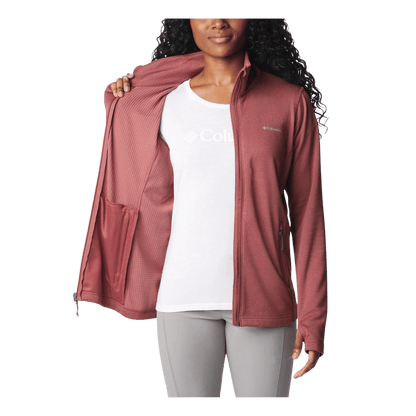 COLUMBIA WOMEN'S PARK VIEW GRID FULL ZIP FLEECE JACKET - BEETROOT - FRONT OPEN ZIP VIEW
