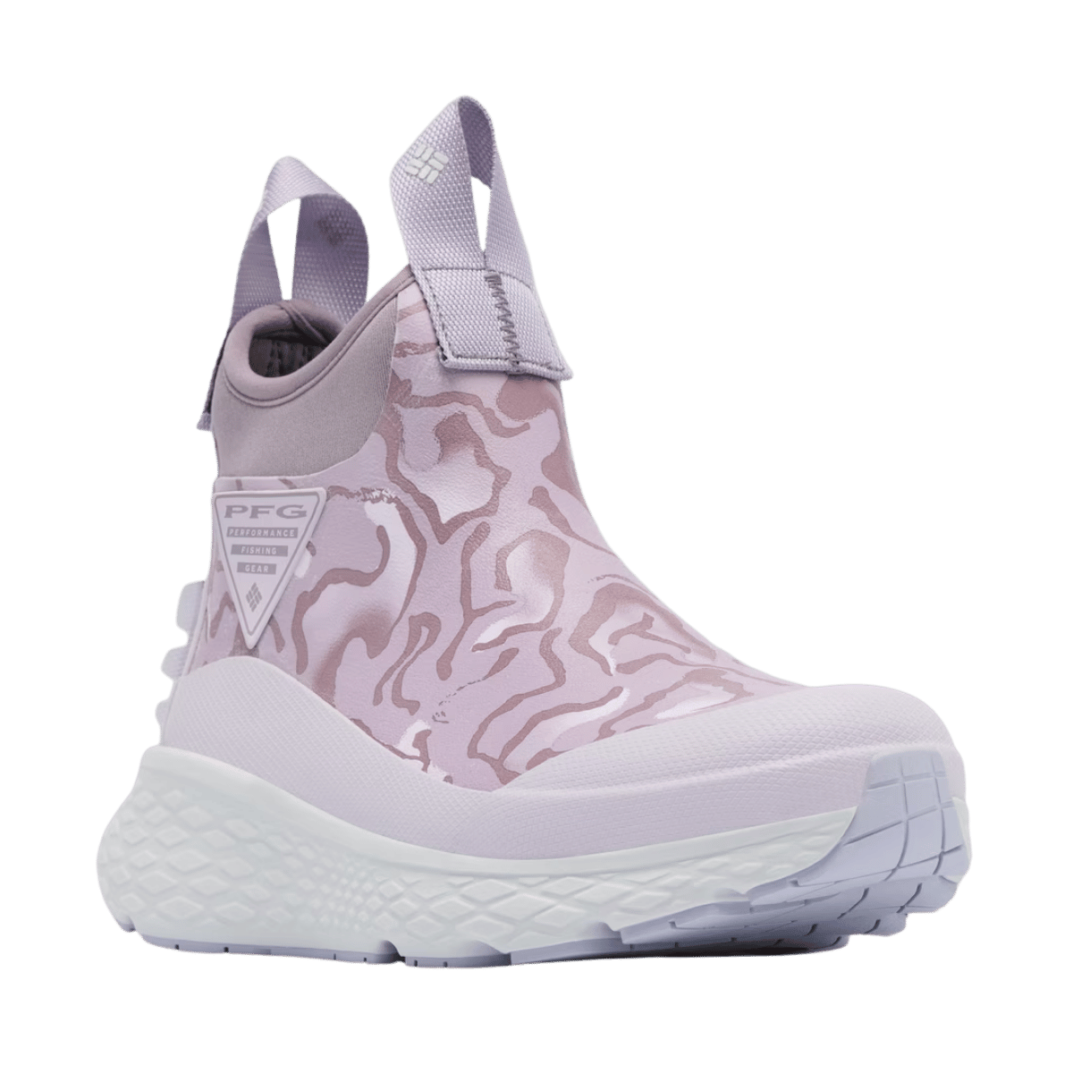 COLUMBIA WOMEN'S PFG PRO SPORT BOOT - PEARL/PURPLE - RIGHT SIDE VIEW