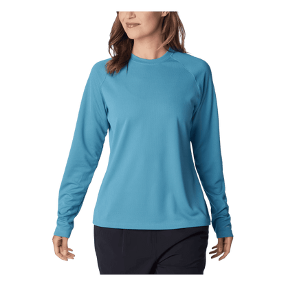 COLUMBIA WOMEN'S PFG SOLAR STREAM LONG SLEEVE - CANYON BLUE - FRONT VIEW
