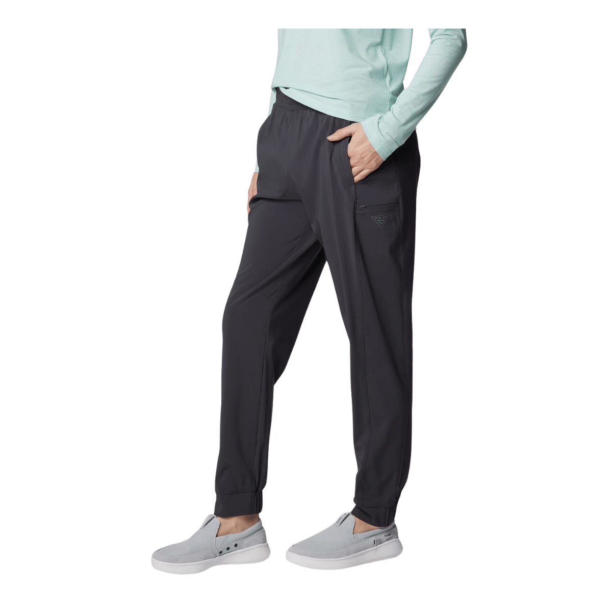 COLUMBIA WOMEN'S PFG UNCHARTED PULL ON PANTS - SHARK - SIDE VIEW