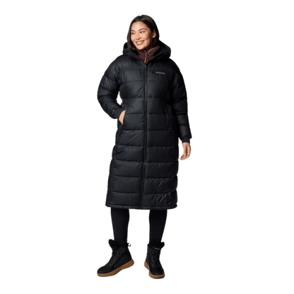 COLUMBIA WOMEN'S PIKE LAKE II LONG PUFFER JACKET - BLACK - FRONT VIEW