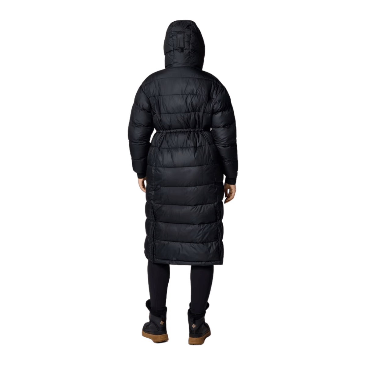 COLUMBIA WOMEN'S PIKE LAKE II LONG PUFFER JACKET - BLACK - BACK VIEW