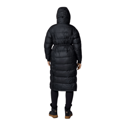 COLUMBIA WOMEN'S PIKE LAKE II LONG PUFFER JACKET - BLACK - BACK VIEW
