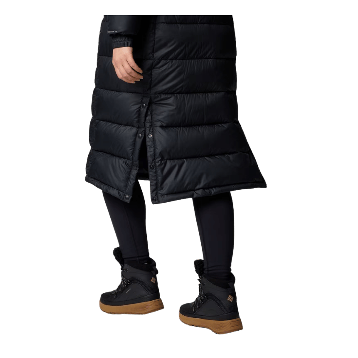 COLUMBIA WOMEN'S PIKE LAKE II LONG PUFFER JACKET - BLACK - SIDE VIEW
