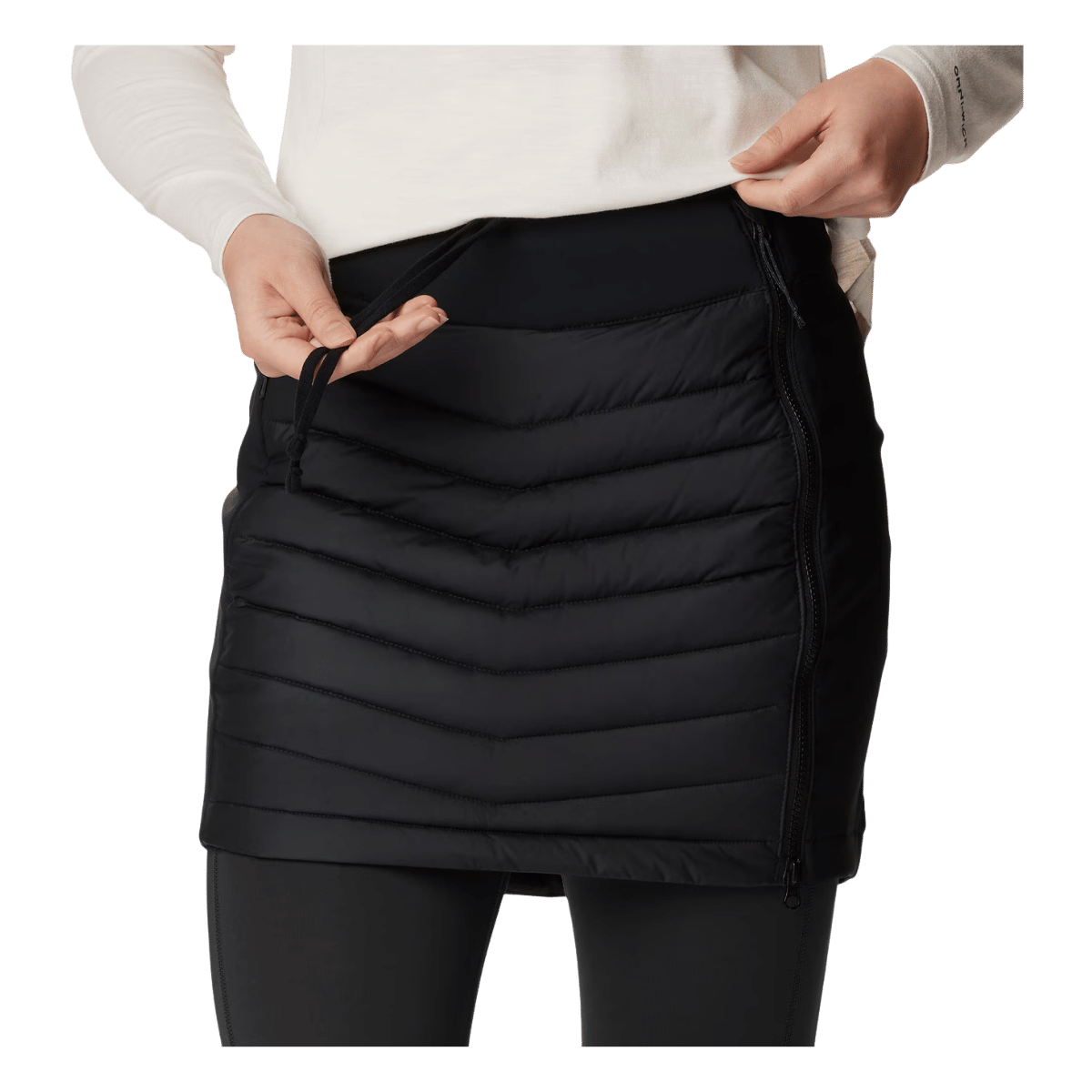 COLUMBIA WOMEN'S POWDER LITE II SKIRT - BLACK - CLOSE-UP VIEW