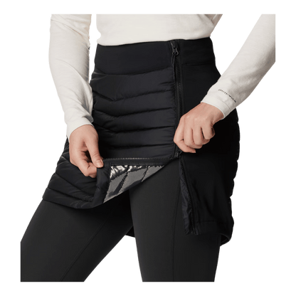 COLUMBIA WOMEN'S POWDER LITE II SKIRT - BLACK - SIDE ZIP VIEW