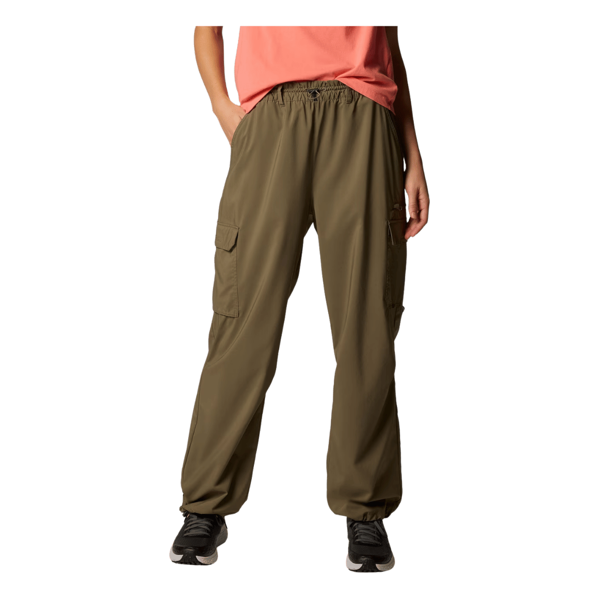 COLUMBIA WOMEN'S SKIEN VALLEY CARGO PANTS - STONE GREEN - FRONT VIEW