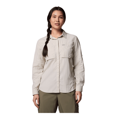 COLUMBIA WOMEN'S SKIEN VALLEY LONG SLEEVE SHIRT - DARK STONE - FRONT VIEW