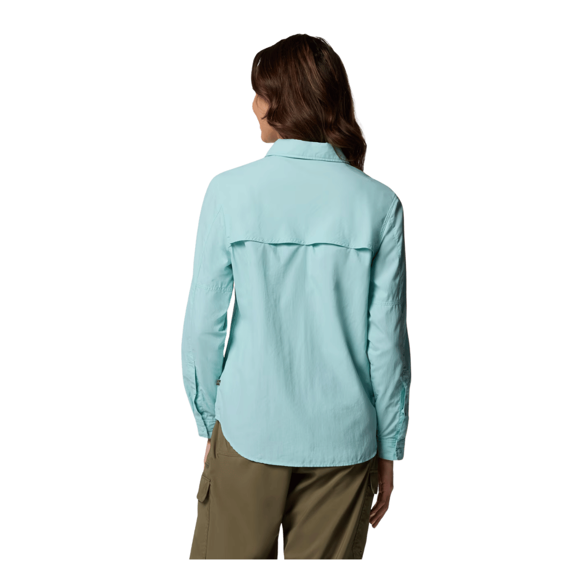 COLUMBIA WOMEN'S SKIEN VALLEY LONG SLEEVE SHIRT - SPRAY - BACK VIEW