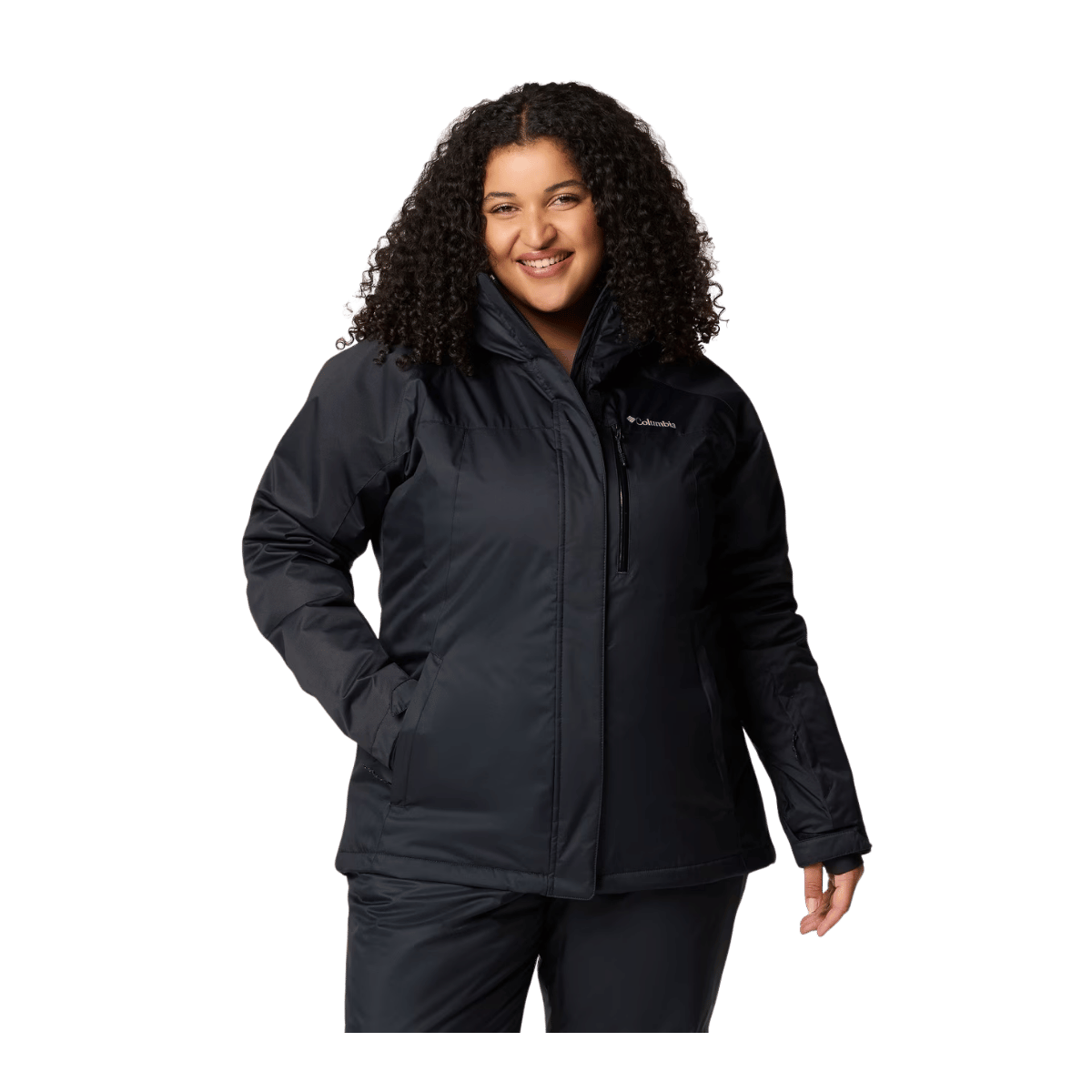 COLUMBIA WOMEN'S SNOWY SUMMIT INSULATED JACKET - PLUS SIZE - BLACK - FRONT VIEW