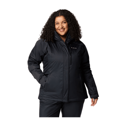 COLUMBIA WOMEN'S SNOWY SUMMIT INSULATED JACKET - PLUS SIZE - BLACK - FRONT VIEW