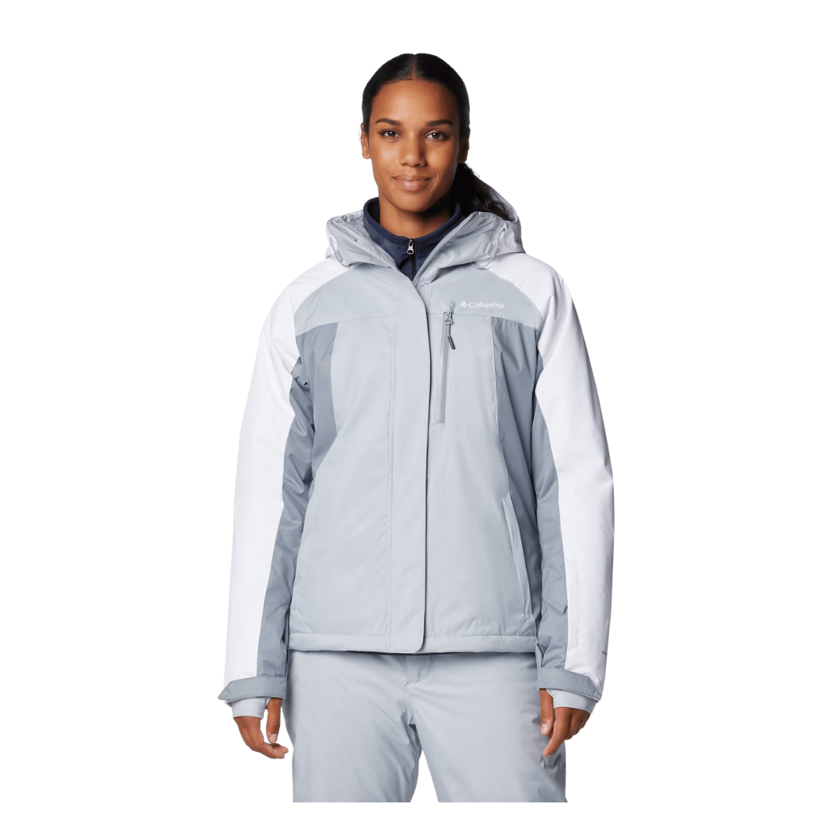COLUMBIA WOMEN'S SNOWY SUMMIT INSULATED JACKET - CIRRUS GREY - FRONT VIEW