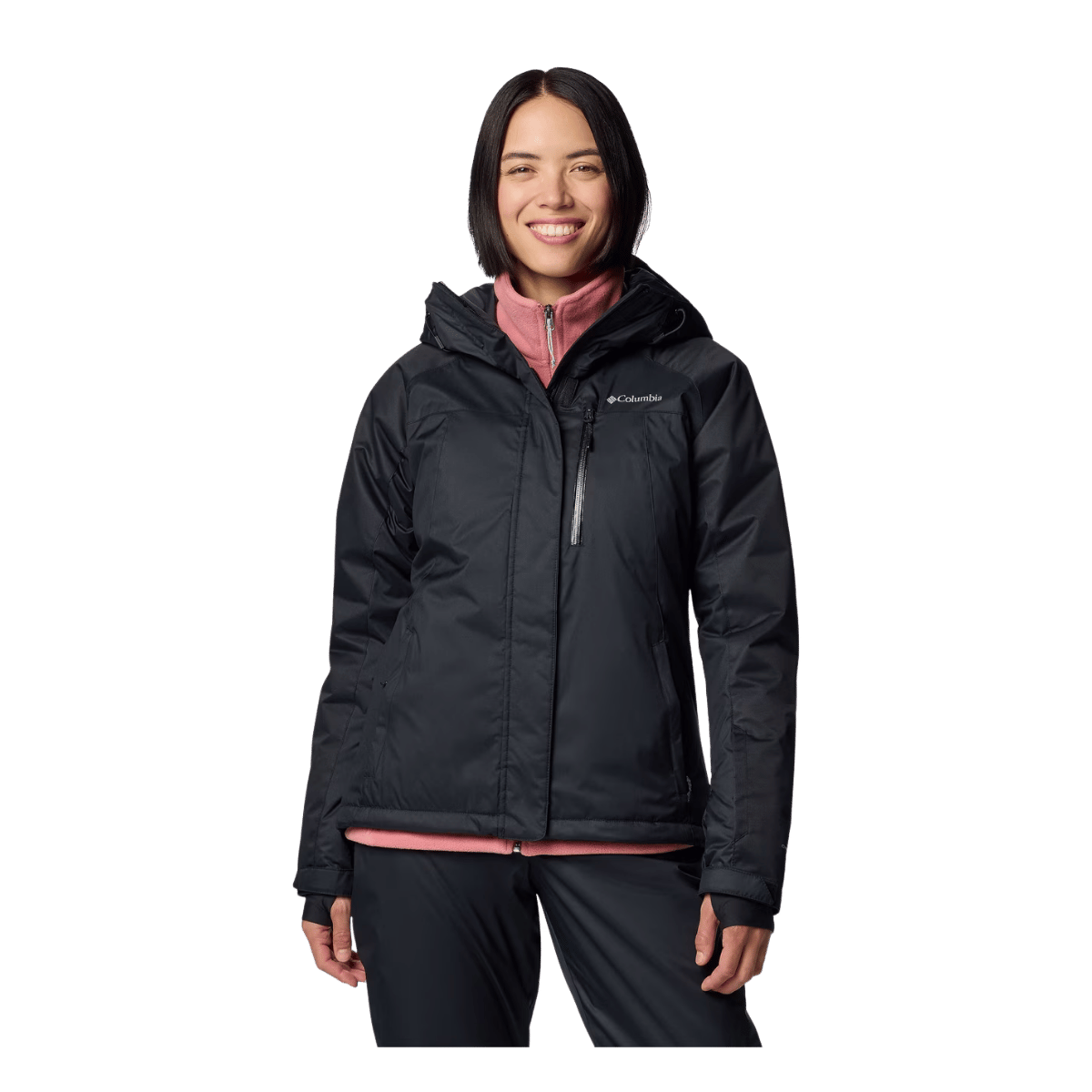 COLUMBIA WOMEN'S SNOWY SUMMIT INSULATED JACKET - BLACK - FRONT VIEW