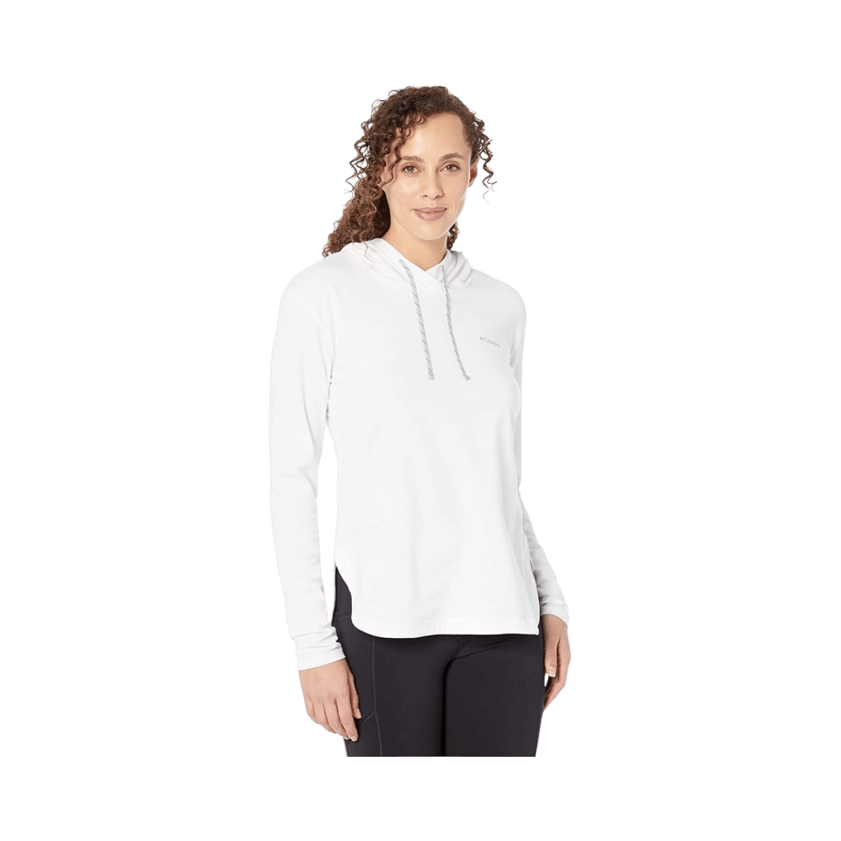 COLUMBIA WOMENS SUN TREK HOODED PULLOVER - WHITE - FRONT VIEW