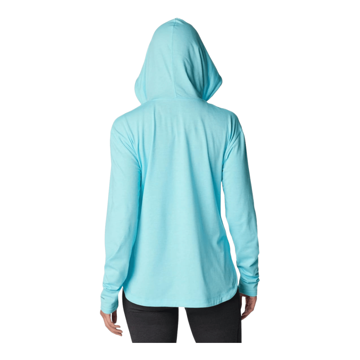 COLUMBIA WOMEN'S SUN TREK HOODED PULLOVER - AQUAMARINE HEATHER - BACK VIEW