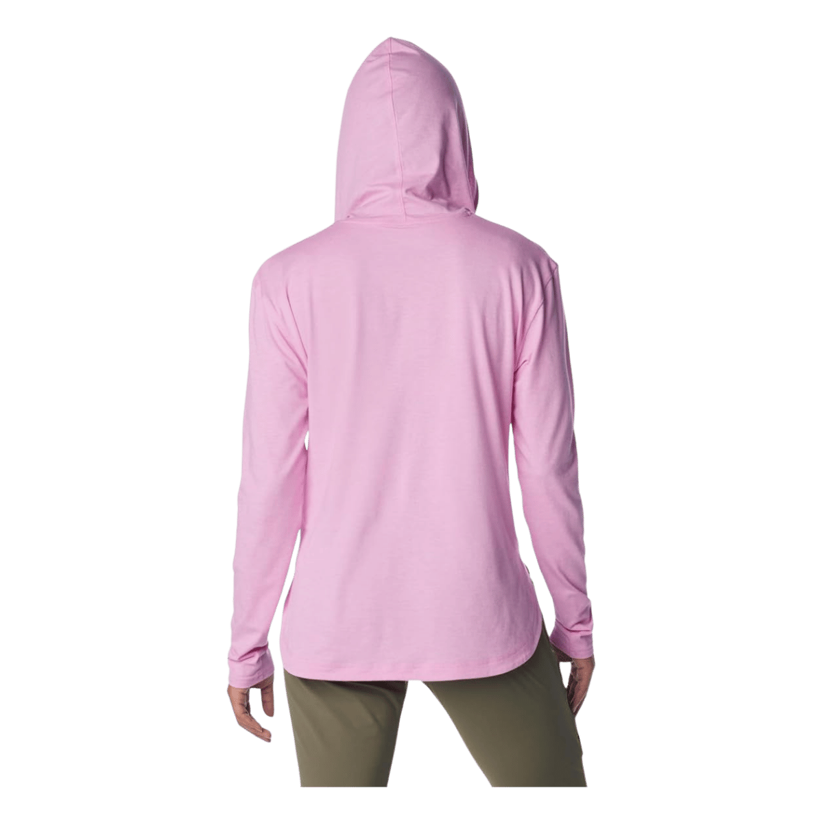 COLUMBIA WOMEN'S SUN TREK HOODED PULLOVER - COSMOS HEATHER - BACK VIEW