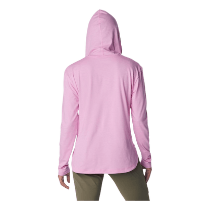 COLUMBIA WOMEN'S SUN TREK HOODED PULLOVER - COSMOS HEATHER - BACK VIEW