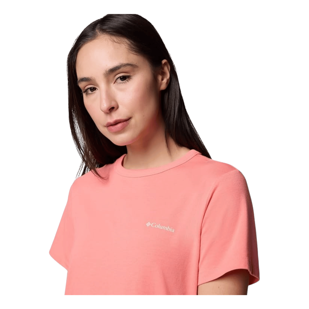 COLUMBIA WOMENS SUN TREK SHORT SLEEVE II SHIRT - ALPENGLOW - CLOSE-UP VIEW