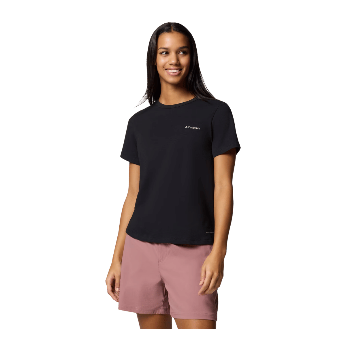 COLUMBIA WOMEN'S SUN TREK SHORT SLEEVE II SHIRT - BLACK - FRONT VIEW