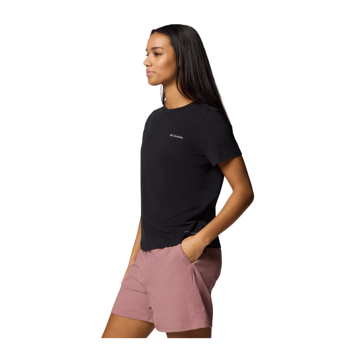 COLUMBIA WOMEN'S SUN TREK SHORT SLEEVE II SHIRT - BLACK - SIDE VIEW