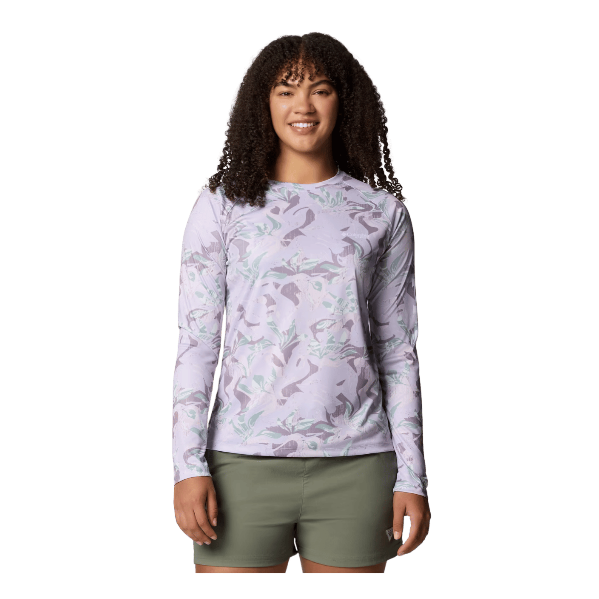 COLUMBIA WOMEN'S SUPER TIDAL TEE LONG SLEEVE SHIRT - LAVENDER PEARL UNDERTOW - FRONT VIEW