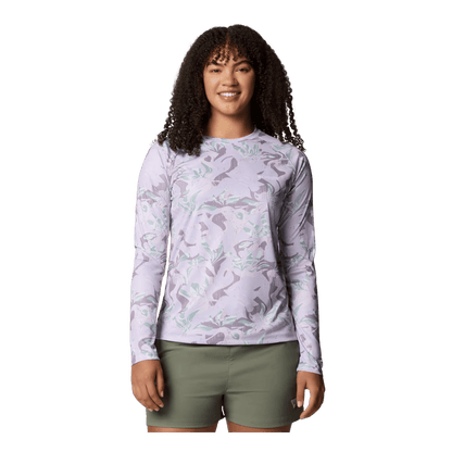 COLUMBIA WOMEN'S SUPER TIDAL TEE LONG SLEEVE SHIRT - LAVENDER PEARL UNDERTOW - FRONT VIEW