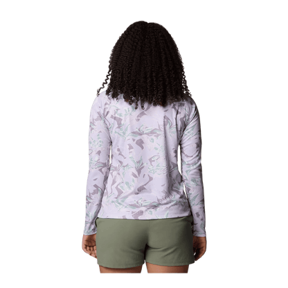 COLUMBIA WOMEN'S SUPER TIDAL TEE LONG SLEEVE SHIRT - LAVENDER PEARL UNDERTOW - BACK VIEW