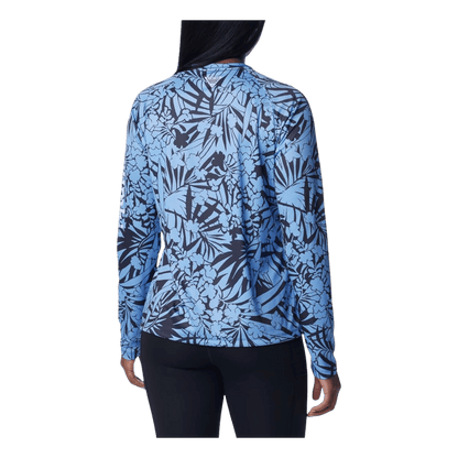 COLUMBA WOMEN'S PFG SUPER TIDAL TEE LONG SLEEVE SHIRT - NOCTURNAL TROPICTONES - BACK VIEW