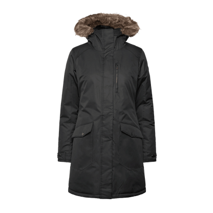 COLUMBIA WOMEN'S SUTTLE MOUNTAIN LONG INSULATED JACKET - BLACK - FRONT VIEW