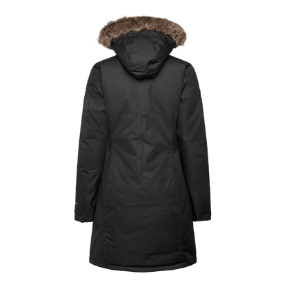 COLUMBIA WOMEN'S SUTTLE MOUNTAIN LONG INSULATED JACKET - BLACK - BACK VIEW