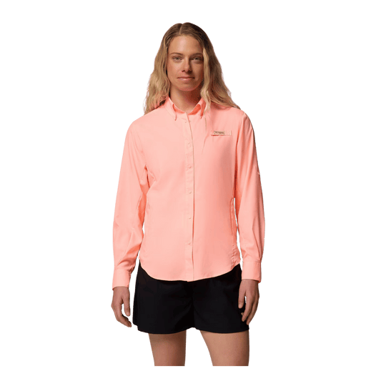 COLUMBIA WOMEN'S TAMIAMI II LONG SLEEVE SHIRT - TIKI PINK - FRONT VIEW