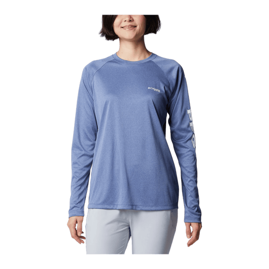 COLUMBIA WOMEN'S TIDAL TEE HEATHER LONG SLEEVE SHIRT - BLUEBELL HEATHER - FRONT VIEW