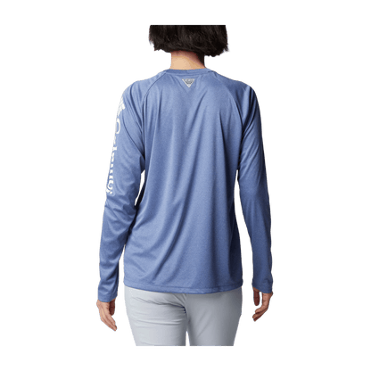 COLUMBIA WOMEN'S TIDAL TEE HEATHER LONG SLEEVE SHIRT - BLUEBELL HEATHER - BACK VIEW