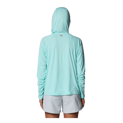 COLUMBIA WOMEN'S TIDAL TEE II HOODIE - GULF STREAM - BACK VIEW