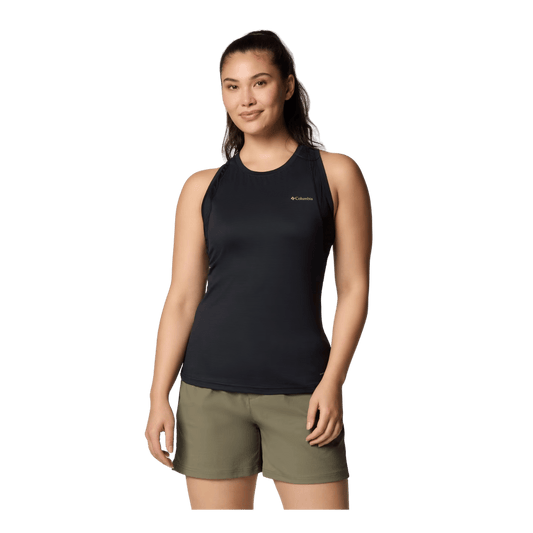 COLUMBIA WOMEN'S WEEKEND ASCENT TANK TOP - BLACK - FRONT VIEW