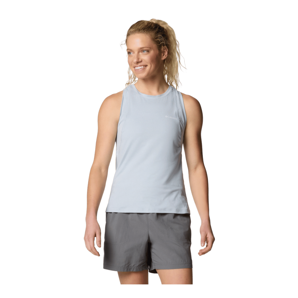 COLUMBIA WOMEN'S WEEKEND ASCENT TANK TOP - CIRRUS GREY - FRONT VIEW