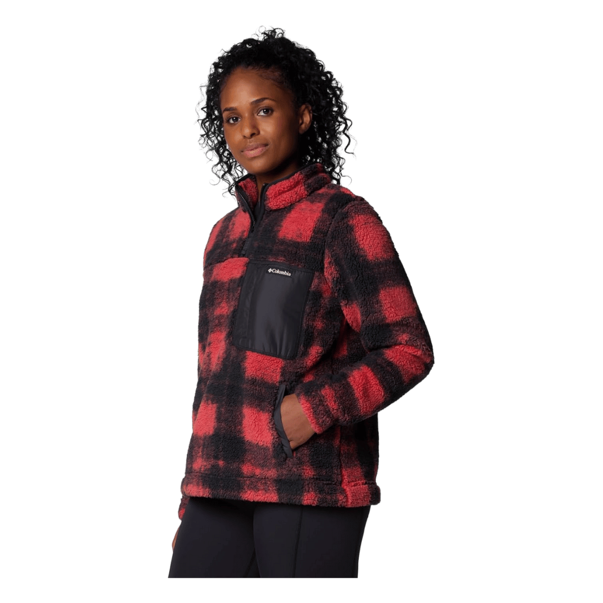 COLUMBIA WOMEN'S WEST BEND 1/4 ZIP II FLEECE PULLOVER - DAREDEVIL OMBLUR - SIDE VIEW